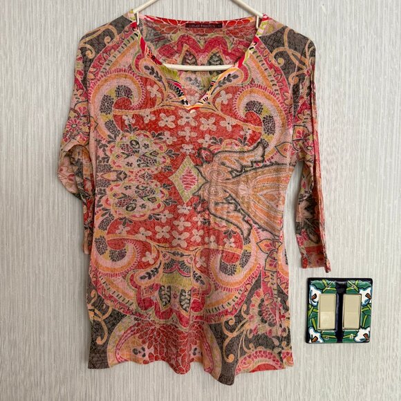 Boho Print Thermal Top L - Picture 1 of 3